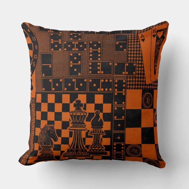 chess checkers playing cards dart board print cushion (Front)