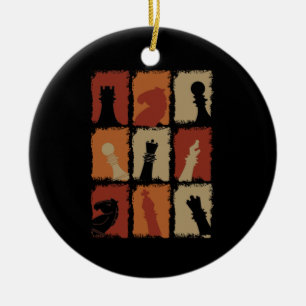 Chess - Chess Pieces Retro Ceramic Ornament