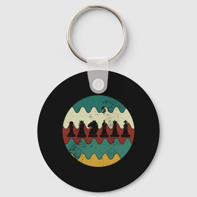 Chess - Chess Pieces Retro Key Ring (Front)