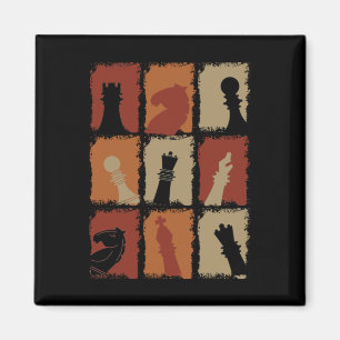 Chess - Chess Pieces Retro Magnet