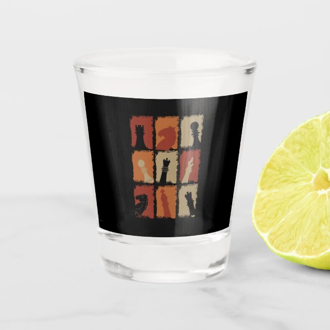 Chess - Chess Pieces Retro Shot Glass (Front)