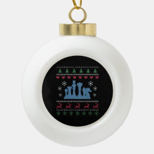 Chess - Chess Pieces Ugly Christmas Ceramic Ball Christmas Ornament
