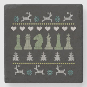 Chess - Chess Pieces Ugly Christmas Stone Coaster