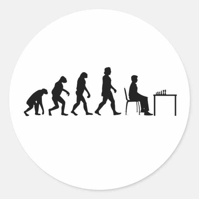 Chess - Chess Player Evolution Classic Round Sticker (Front)