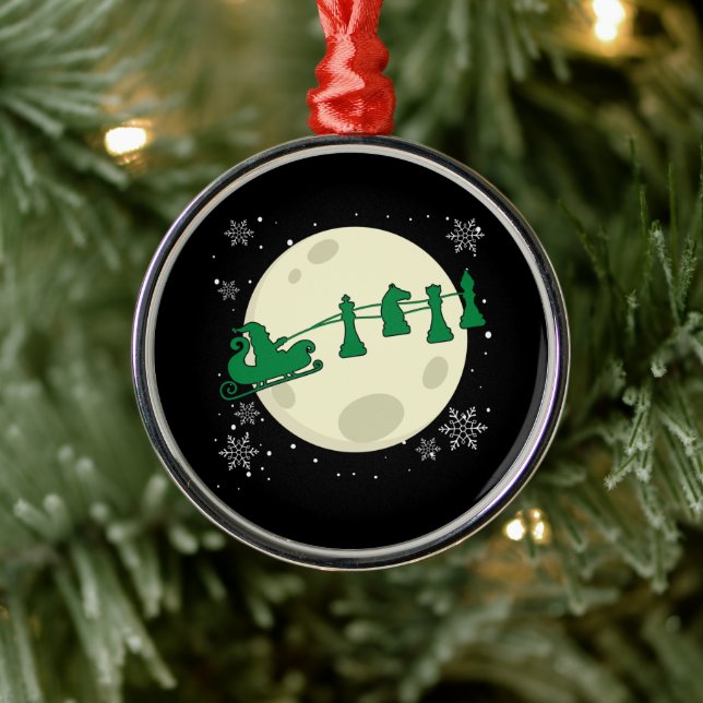 Chess Christmas Santa - Chess Piece Reindeer Metal Ornament (Tree)