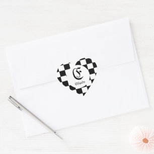 Chess Club Custom Name Initial Heart Sticker