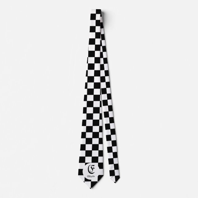 Chess Club Custom Name Initial Neck Tie (Front)