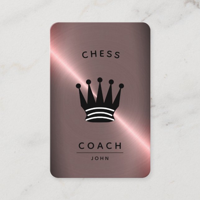 Chess Coach | Dark Faux Rose Gold Business Card (Front)