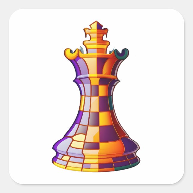 Chess Colour King, Colourful Chess King Piece Square Sticker (Front)