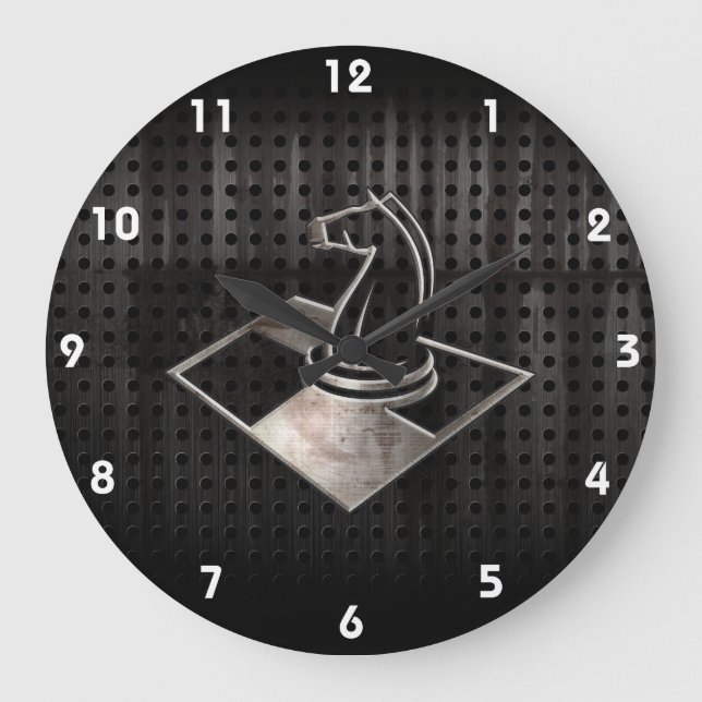Chess; Cool Black Large Clock (Front)
