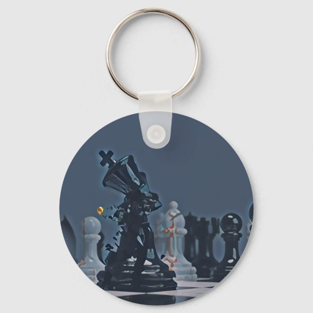 Chess - Cool Blue photograph Key Ring (Front)