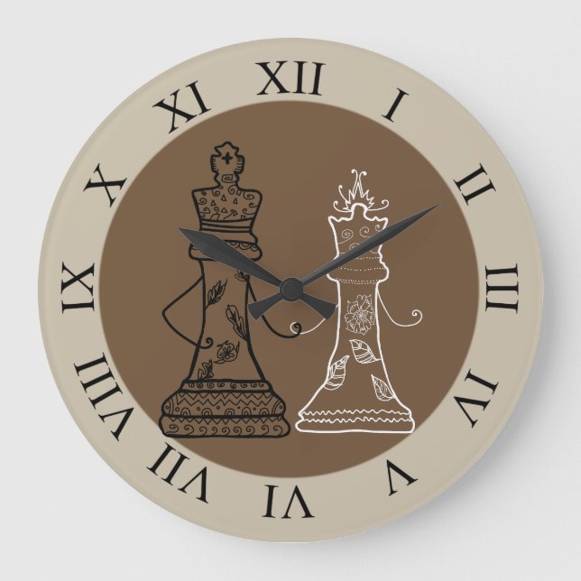 Chess Couple King & Queen Wall Clock (Front)