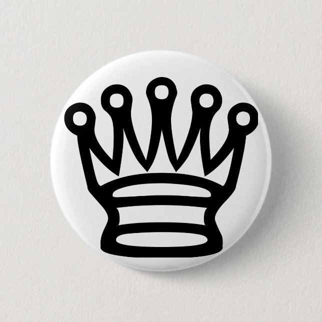 Chess Crown symbol black piece 6 Cm Round Badge (Front)