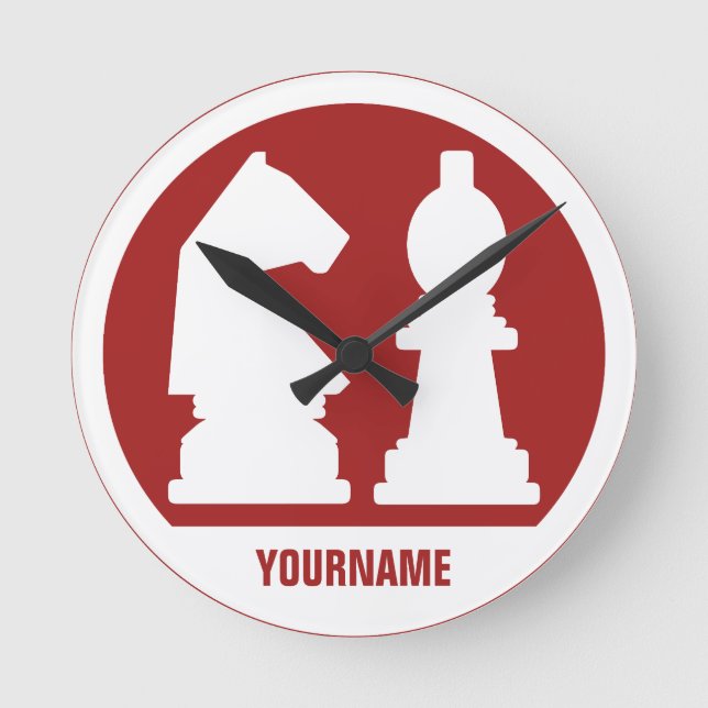 CHESS custom monogram & colour wall clocks (Front)