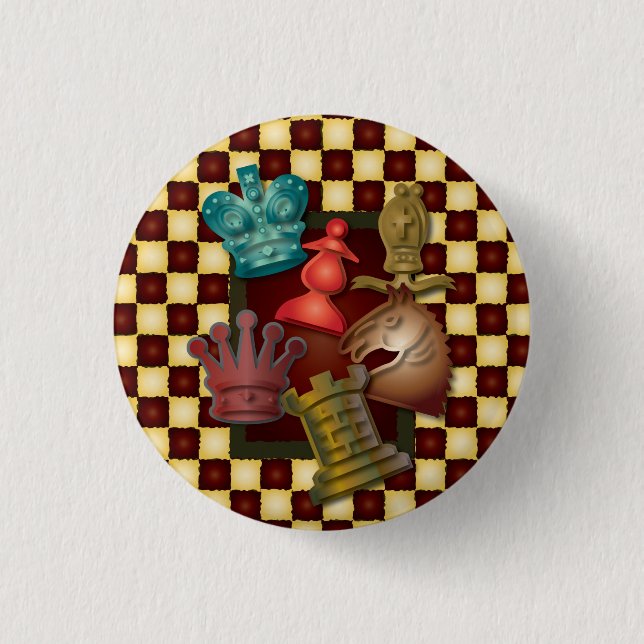 Chess Design King Queen Knight Bishop Pawn 3 Cm Round Badge (Front)