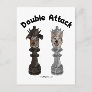 Chess Double Attack Dogs Postcard