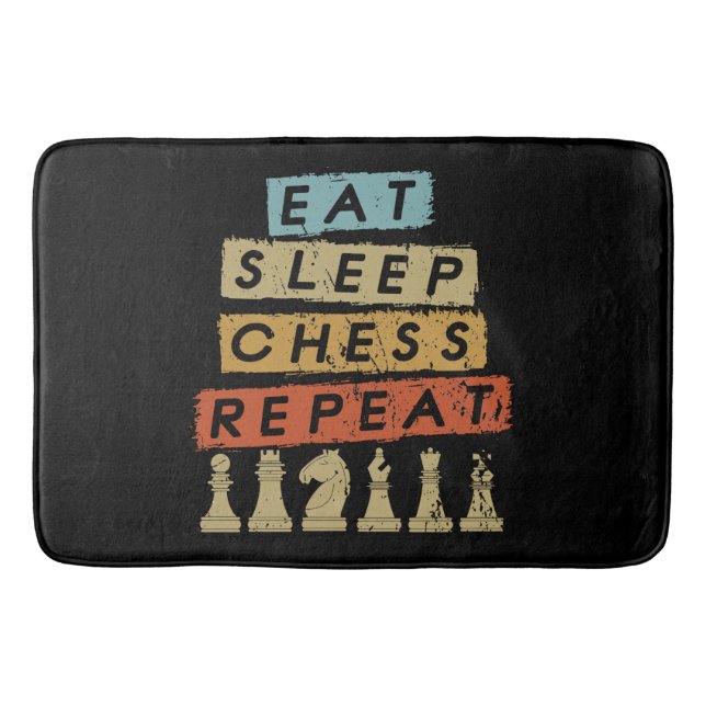 Chess - Eat Sleep Chess Repeat Bath Mat (Front)
