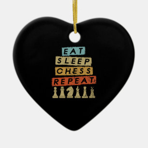 Chess - Eat Sleep Chess Repeat Ceramic Ornament