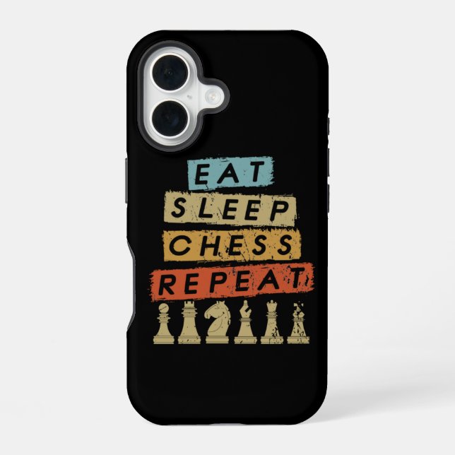 Chess - Eat Sleep Chess Repeat iPhone 16 Case (Back)