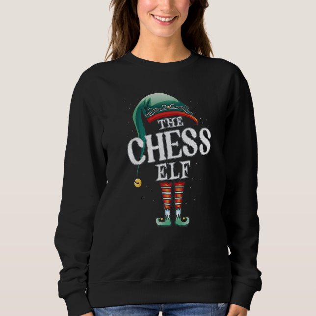 Chess Elf Christmas Group Xmas Pajama Party Sweatshirt (Front)