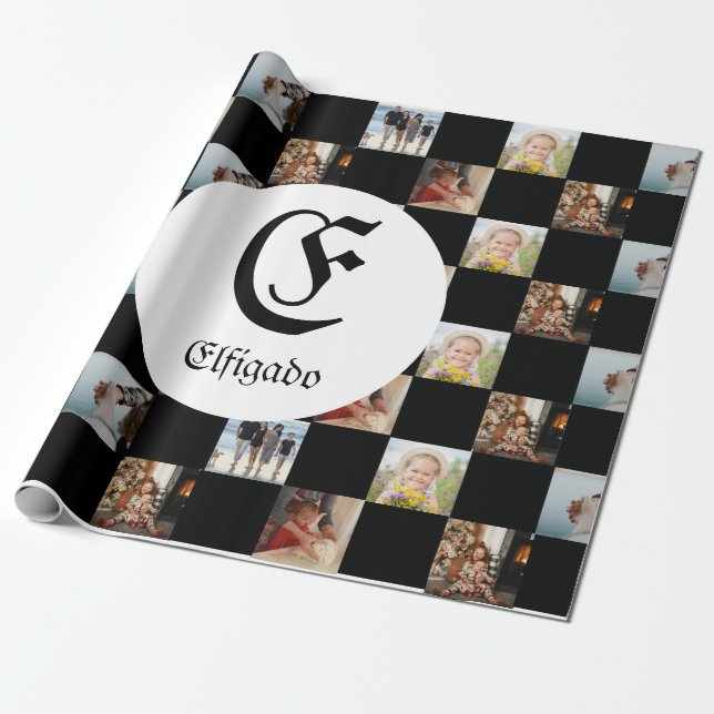 Chess Family Photo Name Wrapping Paper (Unrolled)