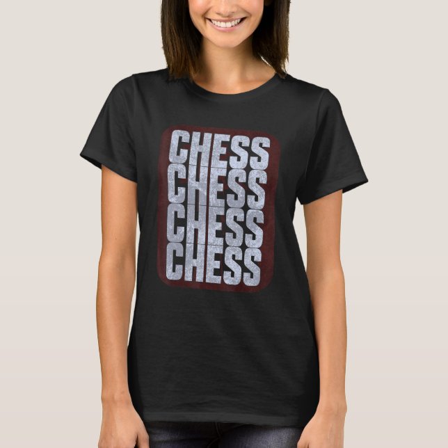 Chess Font Block 3D Script  Chess is Strategy T-Shirt (Front)