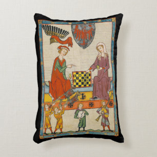 Chess Game 14th Century Codex Manesse Decorative Cushion