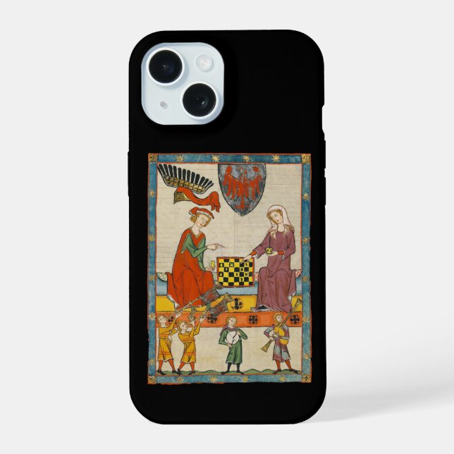 Chess Game 14th Century Codex Manesse iPhone 15 Case (Back)