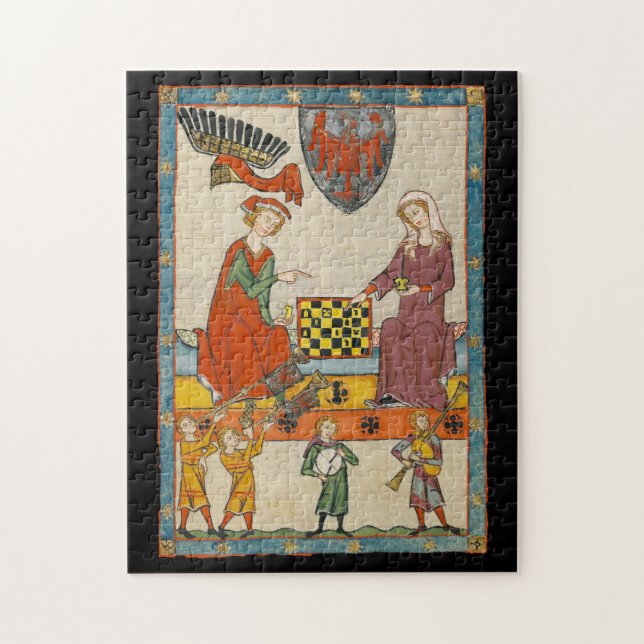 Chess Game 14th Century Codex Manesse Jigsaw Puzzle (Vertical)