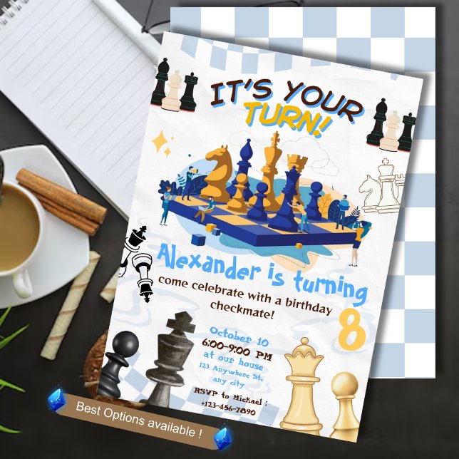 Chess Game Birthday Party Invitation Checkmate (Creator Uploaded)