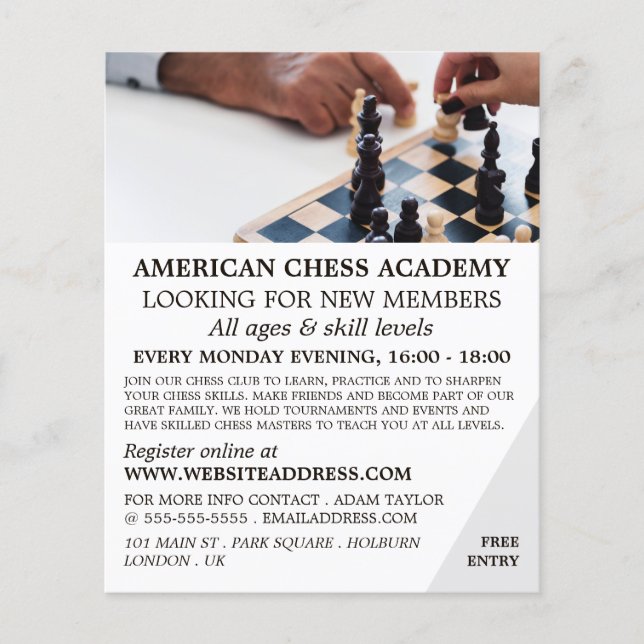 Chess Game, Chess Club Advertising Flyer (Front)
