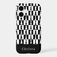 Chess Game Figures Pattern Black & White Name