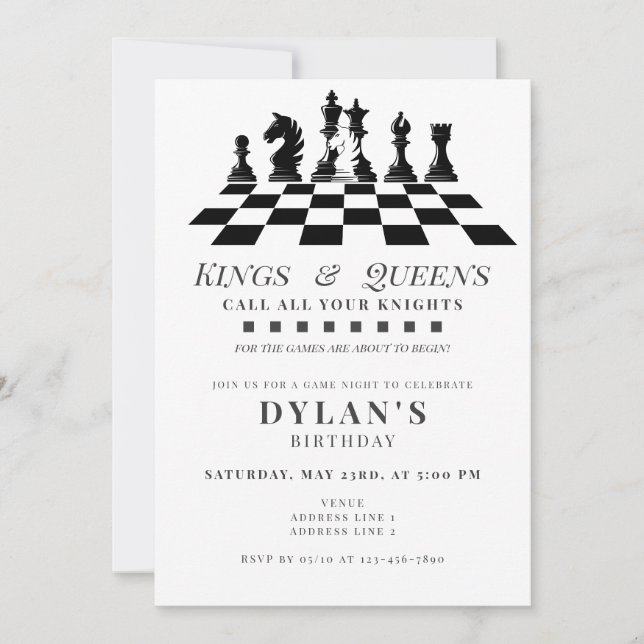 Chess Game Night Call Your Knight Any Age Birthday Invitation (Front)