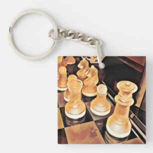 Chess game Original Abstract art  Key Ring