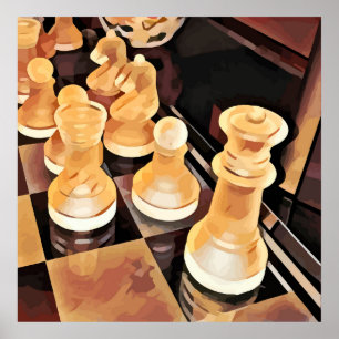 Chess game Original Abstract art  Poster