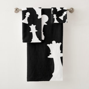 Chess game pieces design  bath towel set