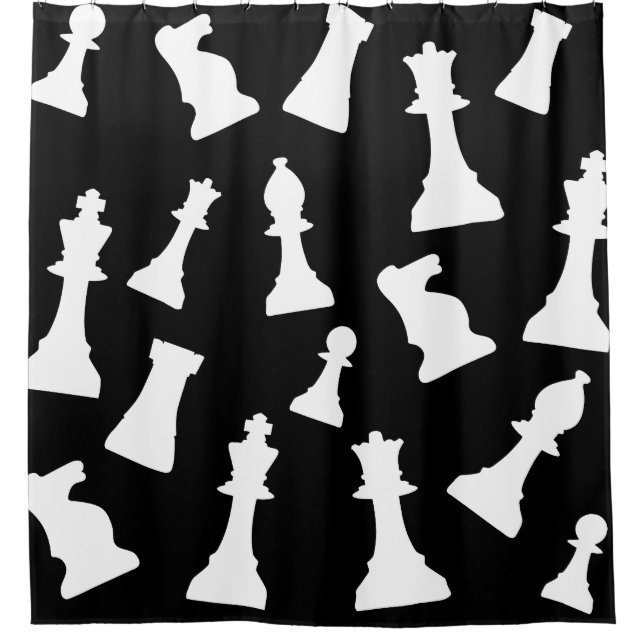 Chess game pieces design  shower curtain (Front)