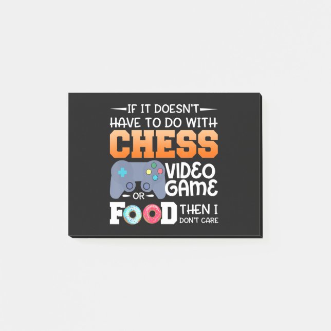 Chess Gift | Chess Video Game Or Food Design Post-it Notes (Front)