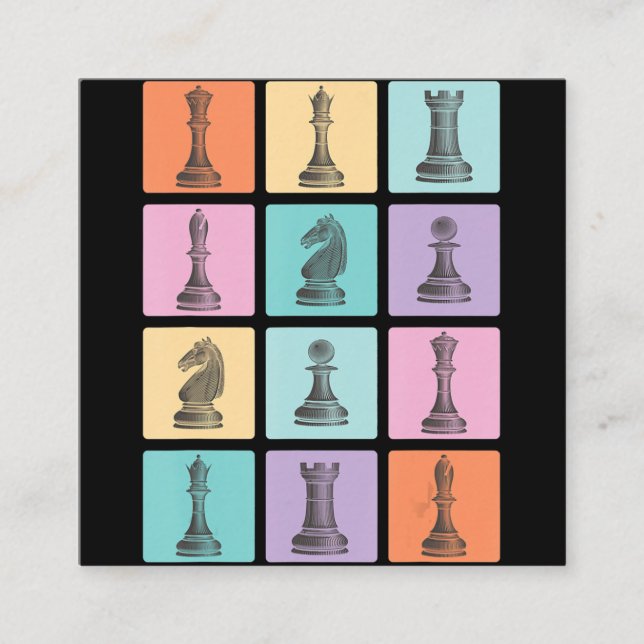 Chess Gift | I Really Love The Chess Pieces Square Business Card (Front)