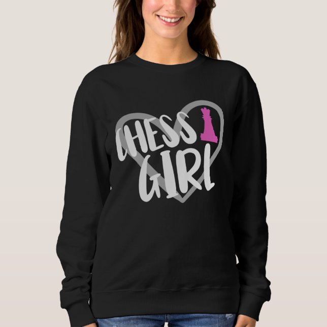 Chess Girl Heart Chess Player Sweatshirt (Front)