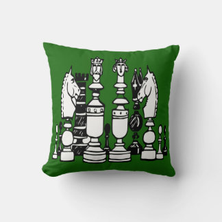 Chess green decor pillow black white pillow