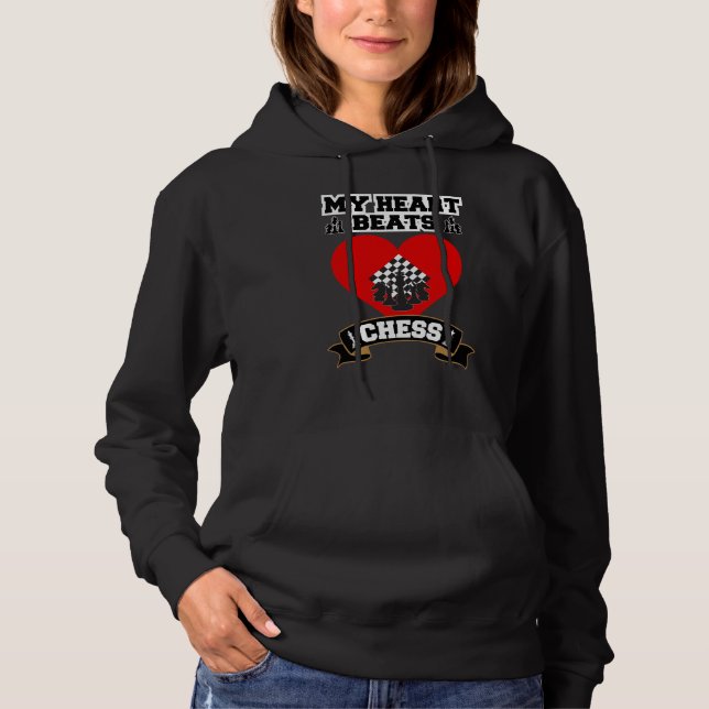 Chess Heart Pieces Strategy Game Love Passion  Hoodie (Front)