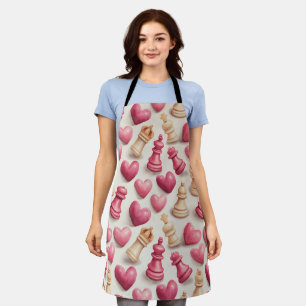 Chess & Hearts Valentines Pattern Apron