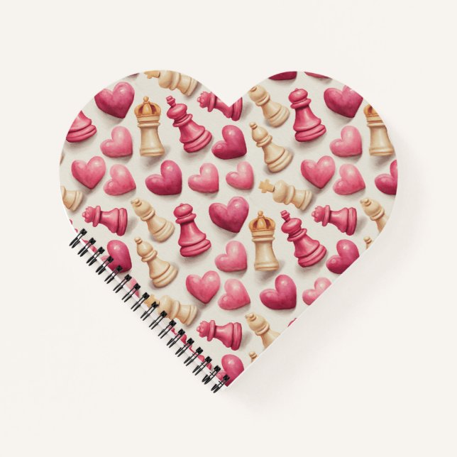 Chess & Hearts Valentines Pattern Notebook (Front)