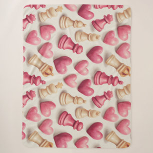 Chess & Hearts Valentines Pattern Sherpa Blanket