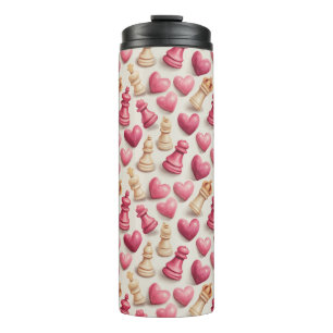 Chess & Hearts Valentines Pattern Thermal Tumbler