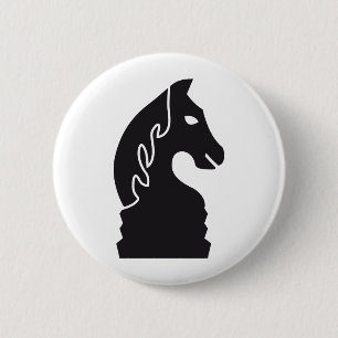 chess horse 6 cm round badge