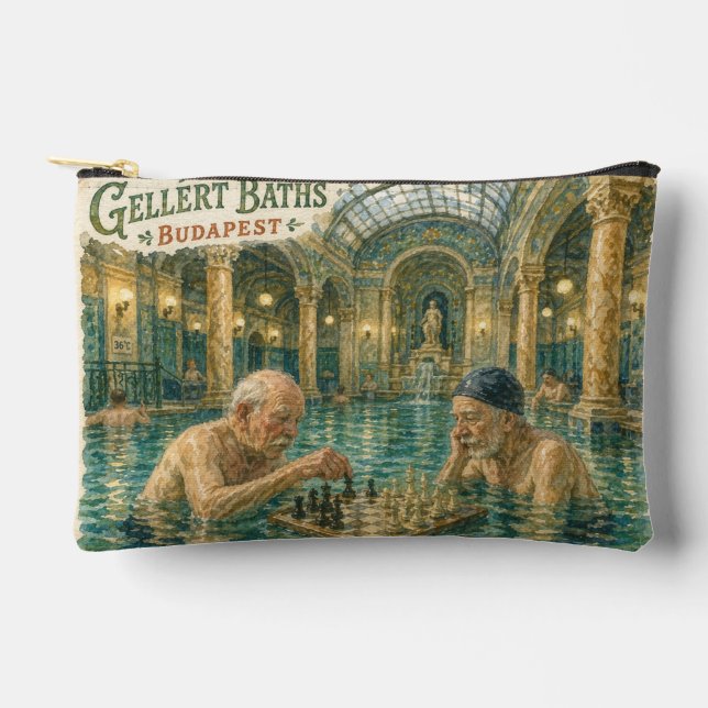 Chess in the Gellert Baths Budapest Hungary Accessory Pouch (Front)