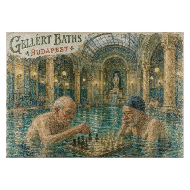 Chess in the Gellert Baths Budapest Hungary Cutting Board (Front)