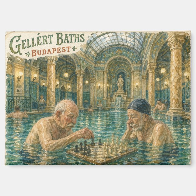 Chess in the Gellert Baths Budapest Hungary Magnet (Front)